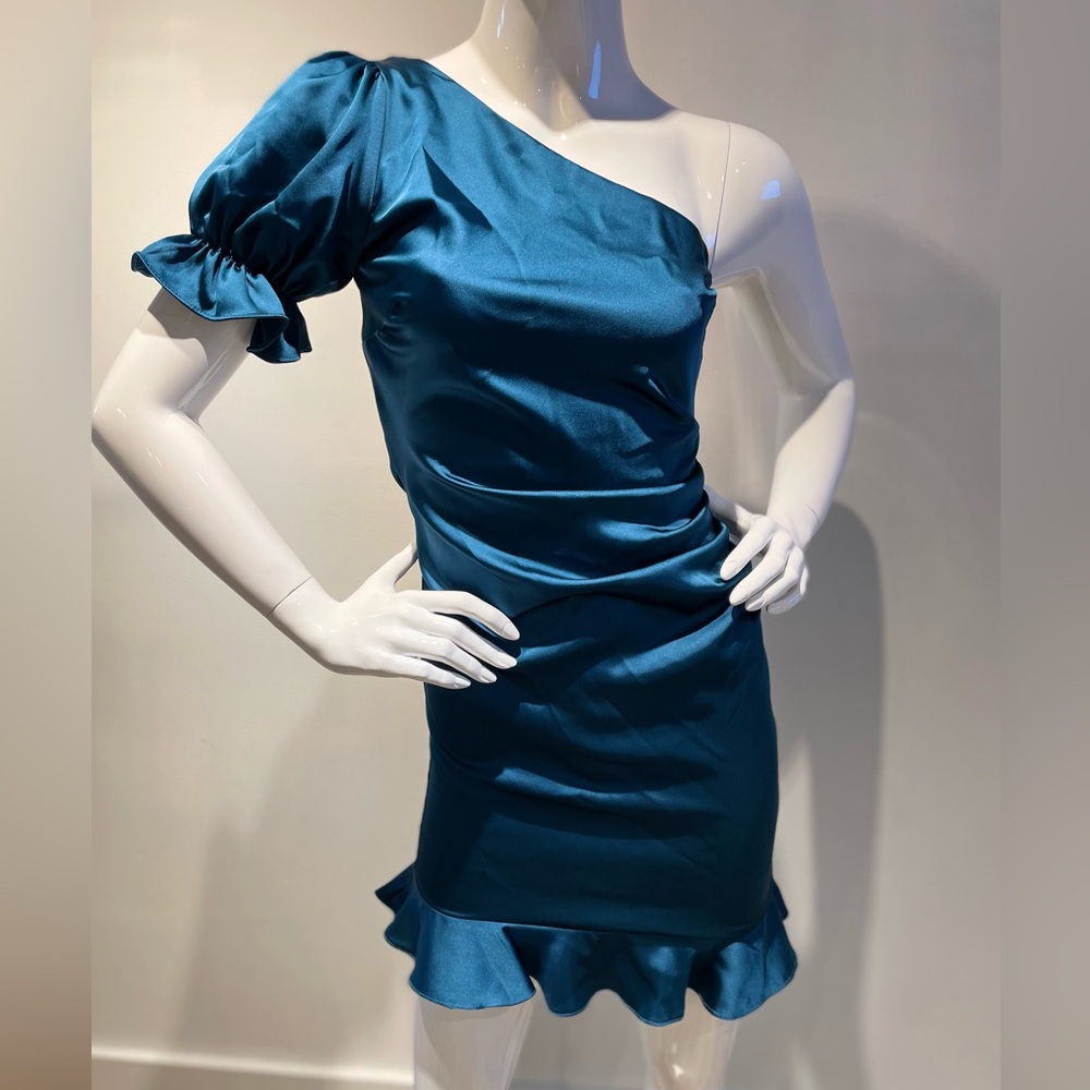 Turquoise One Shoulder Dress